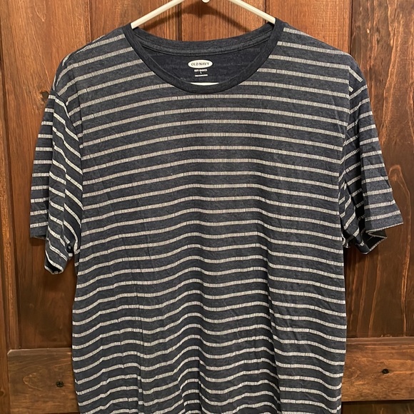 Soft-Washed Crew-Neck T-Shirt for Men Navy stripe - Size Large - Picture 6 of 7